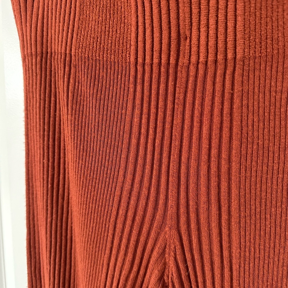 Free People Rust Ribbed Knit Flare Pants - Picture 2 of 4